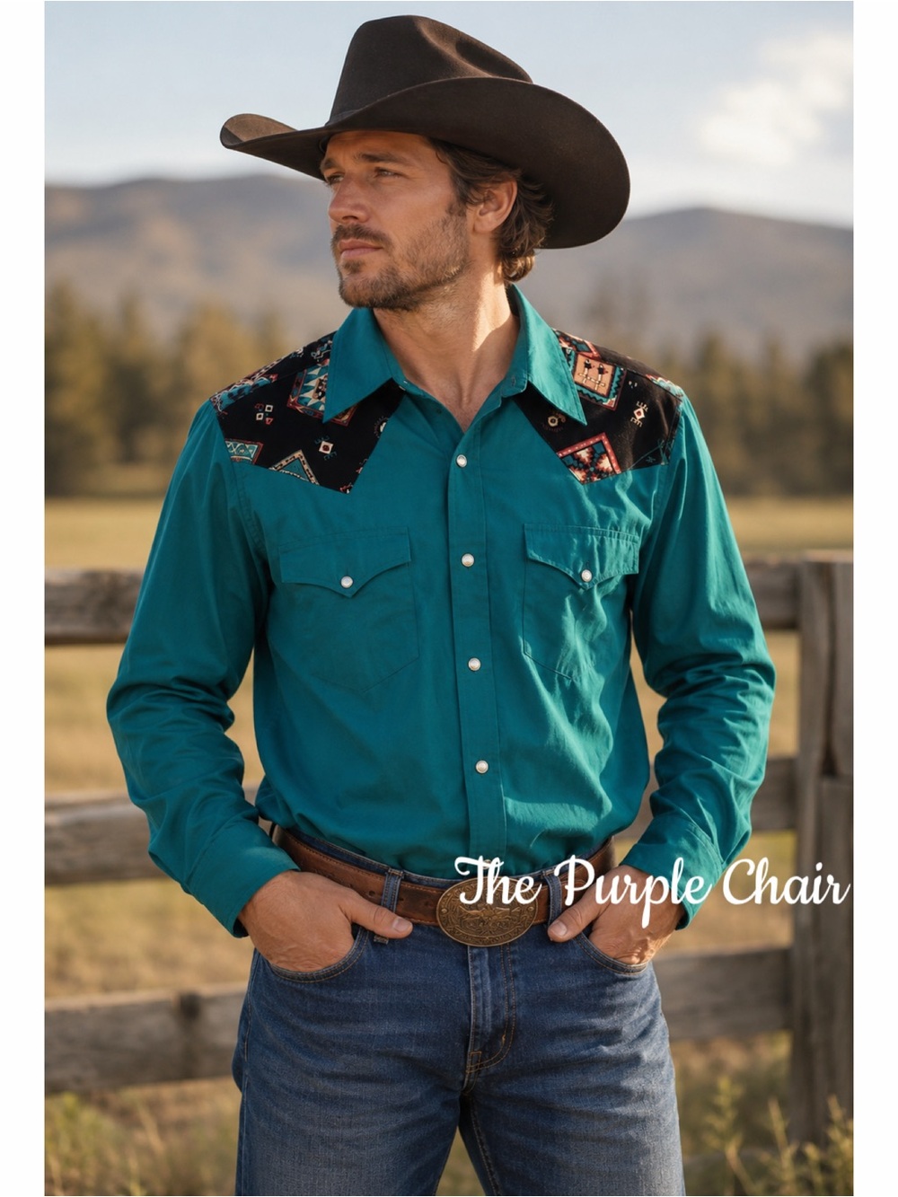 H BAR C CALIFORNIA RANCHWEAR Green Long Sleeve Button Down Shirt